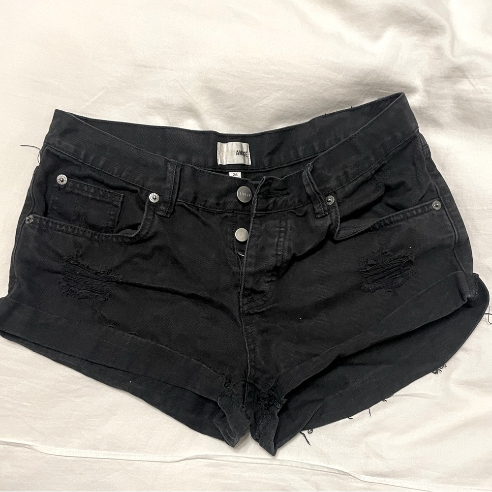 Amuse Society Black Crossroads Denim Cutoff Shorts